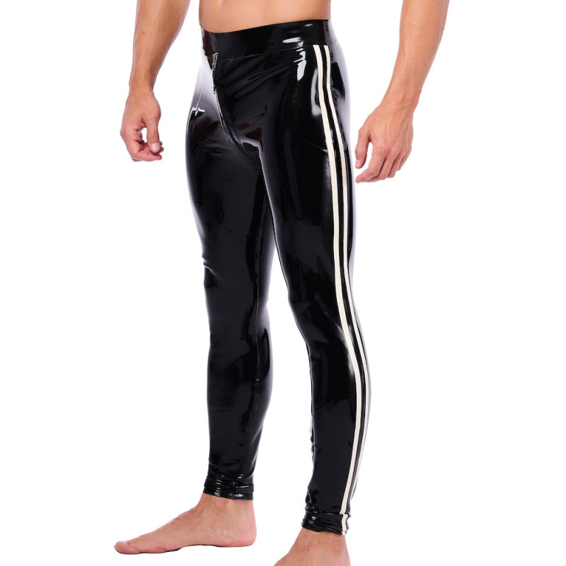 XRUB Latex Pantalon en latex Xrub avec Zip Avant/Arrière Noir-Blanc